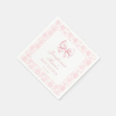かわいいパステルピンクの弓フローラボホベビーガールシャワー スタンダードカクテルナプキン (角)