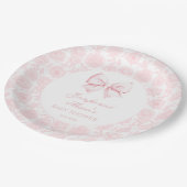 かわいいパステルピンクの弓ボヘミアンベビーガールシャワー ペーパープレート (アングル)