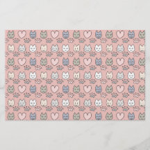 かわいいパステルピンクの猫の顔 スクラップブック ペーパー 5x8