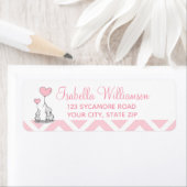 かわいいパステルピンクエレファントパーソナライズされた ラベル (インサイチュ)