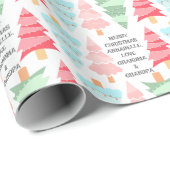 かわいいパステルピンクカラフルクリスマスツリー名 ラッピングペーパー (ロールコーナー)