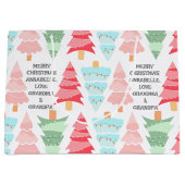 かわいいパステルピンクカラフルクリスマスツリー名 ラージペーパーバッグ (正面)