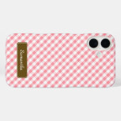 かわいいパステルピンクギンガムパターン Case-Mate iPhoneケース (裏面 (横))