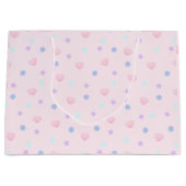 かわいいパステルピンクシーシェルズシースターズ&パール ラージペーパーバッグ (正面)