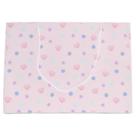 かわいいパステルピンクシーシェルズシースターズ&パール ラージペーパーバッグ