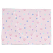 かわいいパステルピンクシーシェルズシースターズ&パール ラージペーパーバッグ (裏面)