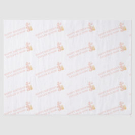 かわいいパステルピンクテディベア3年ギフトラップ 薄葉紙