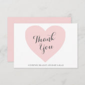 かわいいパステルピンクハートガールベビーシャワー サンキューカード (正面/裏面)