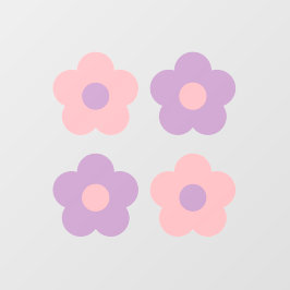 かわいいパステルピンクパープルデイジー花 ウィンドウサイン