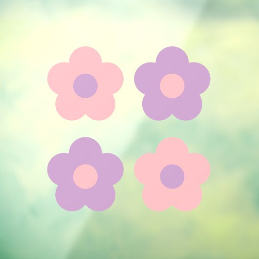 かわいいパステルピンクパープルデイジー花 ウィンドウサイン (シート3)