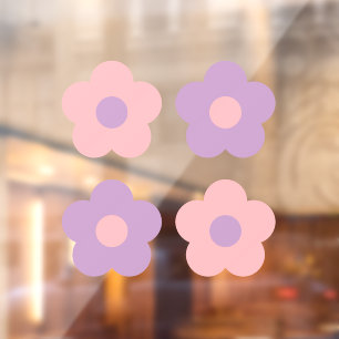 かわいいパステルピンクパープルデイジー花 ウィンドウサイン