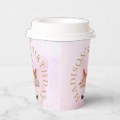 かわいいパステルピンクフローラユニコーンバースデーパーティー 紙コップ (右)