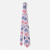 かわいいパステルピンクブルーの花春の庭園 ネクタイ (裏面)