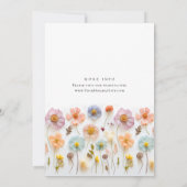 かわいいパステルピンクボホワイルドフラワーベビーシャワー 招待状 (裏面)