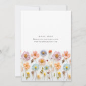 かわいいパステルピンクボホワイルドフラワーベビーシャワー 招待状 (裏面)