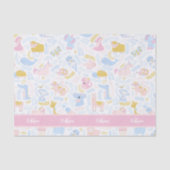 かわいいパステルピンク動物モノグラムガールベビーシャワー 薄葉紙 (正面)