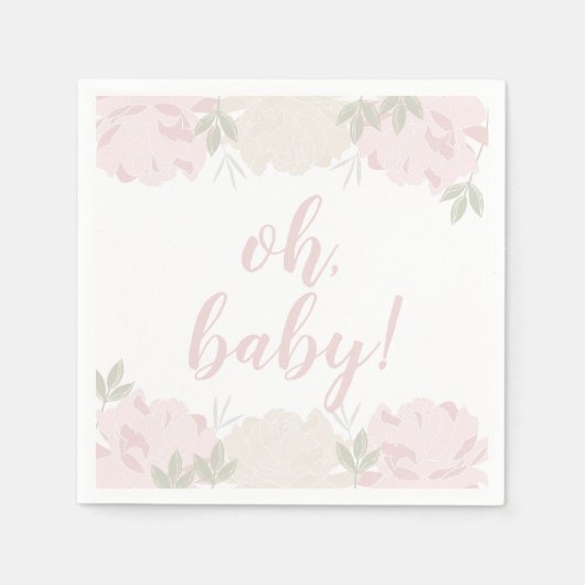 かわいいパステルピンク牡丹ベビーシャワー スタンダードカクテルナプキン (正面)