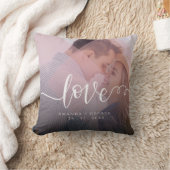 かわいいパステルピンク色のラブフォト クッション (ブランケット)
