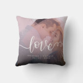 かわいいパステルピンク色のラブフォト クッション (裏面)