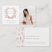 かわいいパステルピンク野花フォトクレストモノグラム 名刺 (正面/裏面)