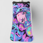 かわいいパステルピンク&ブルー宇宙アニメガール ゴルフヘッドカバー (回転90)