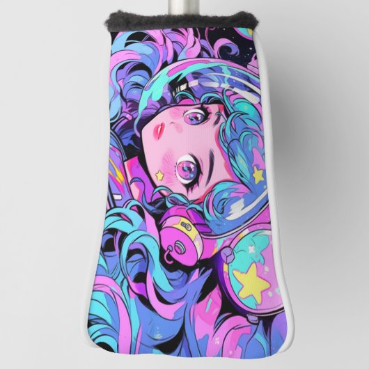 かわいいパステルピンク&ブルー宇宙アニメガール ゴルフヘッドカバー (回転90)