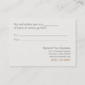 かわいいパステルフラワーギフト券 割引カード (裏面)