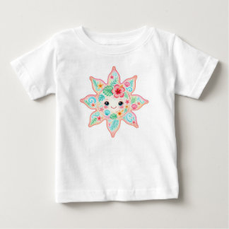 かわいいパステルフラワーベビーTシャツ ベビーTシャツ