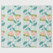 かわいいパステルフローラブルーピンク誕生日ギフト ラッピングペーパー (フラット)