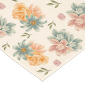 かわいいパステルフローラルパターン ロングテーブルランナー (コーナー)