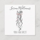 かわいいパステルブライド波型ヘアスタイルヘアサロンフローラ スクエア名刺 (正面)