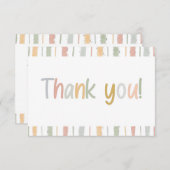かわいいパステルブラシストロークストライプズ赤ちゃんシャワー サンキューカード (正面/裏面)