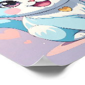 かわいいパステルブルーキッテン – かわいい子供部屋ポスター ポスター (角)