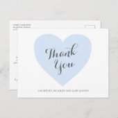 かわいいパステルブルーハートボーイベビーシャワーありがとう ポストカード (正面/裏面)
