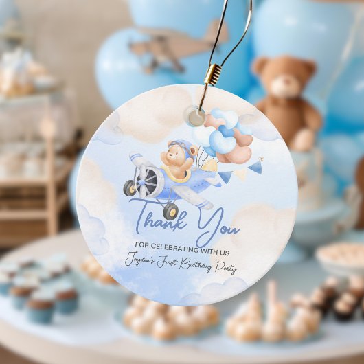 かわいいパステルブルーブラウンベビーベアーサンキューベイユー フェイバータグ