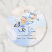 かわいいパステルブルーブラウンベビーベアーサンキューベイユー フェイバータグ (裏面)