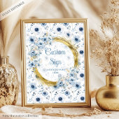 かわいいパステルブルーボーホウォーター色の花カスタム色 ポスター