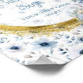 かわいいパステルブルーボーホウォーター色の花カスタム色 ポスター (角)