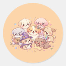 かわいいパステルプードルステッカーシート