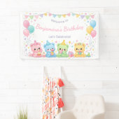 かわいいパステルベイビーベアーズの誕生日パーティーの女の子 横断幕 (インサイチュ)