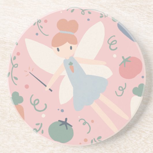 かわいいパステルベジタブルフルーツハーベストフェアリー コースター (正面)