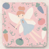 かわいいパステルベジタブルフルーツハーベストフェアリー コースター (正面)