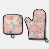 かわいいパステルベジタブルフルーツハーベストフェアリー 鍋つかみ&鍋敷きセット (正面)