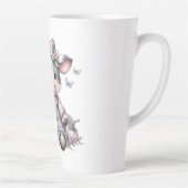 かわいいパステルベビーカウインオーバーオール花 カフェラテマグ (右)