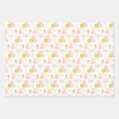 かわいいパステルベビーガールピンクエレファントストークキリン ラッピングペーパーシート (正面)