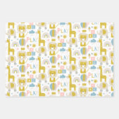 かわいいパステルベビーガールピンクエレファントストークキリン ラッピングペーパーシート (正面3)