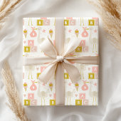 かわいいパステルベビーガールピンクエレファントストークキリン ラッピングペーパーシート