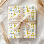 かわいいパステルベビーガールピンクエレファントストークキリン ラッピングペーパーシート