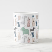 かわいいパステルベビー動物のパターン ジャンボコーヒーマグカップ (正面)