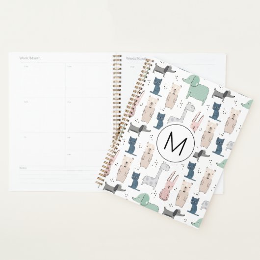 かわいいパステルベビー動物のパターン プランナー手帳 (ディスプレー)